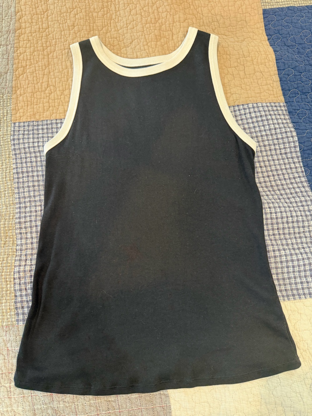 a new day Black Tank Top with White Trim